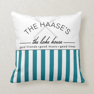 Lake House Good Friends Music Times Blue Stripe Cushion