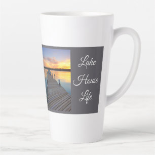 Lake House Life Sunset, Calm Well being Gift Latte Mug