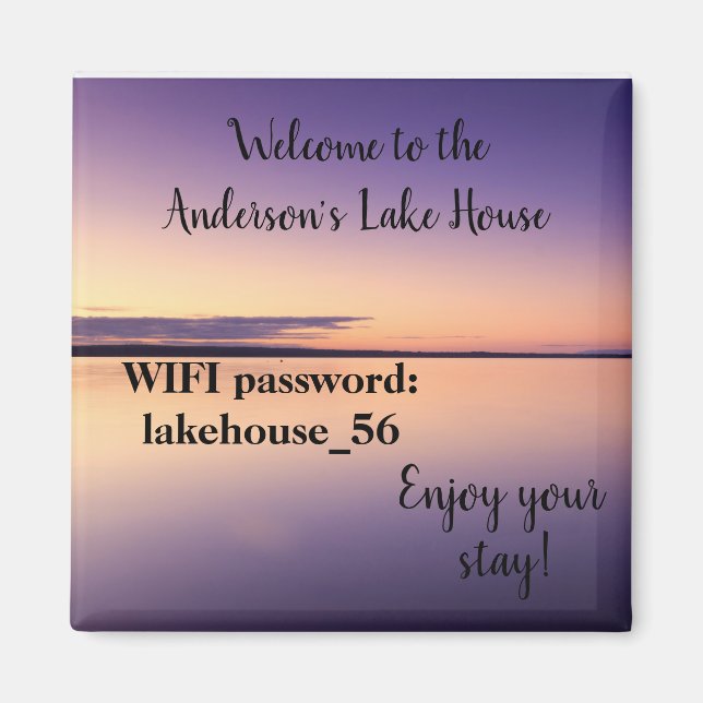 Lake House Magnet Vacation Rental Wifi Password (Front)