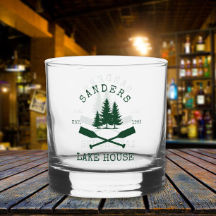 Lake House Nautical Boat oars Whiskey Glass