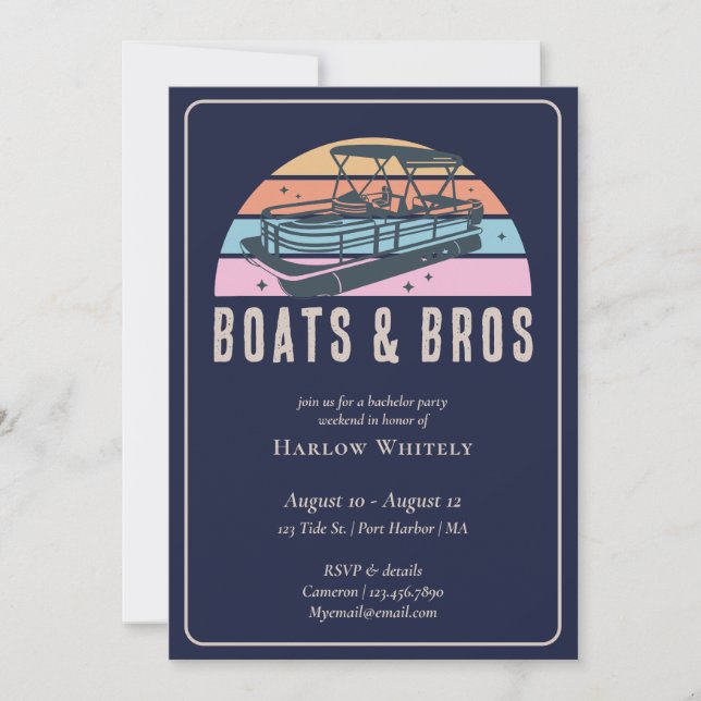 Lake House Nautical Boats Bros Bachelor Party Invitation (Front)