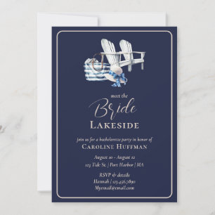 Lake House Nautical Navy Bachelorette Party Invitation