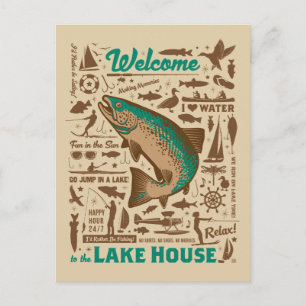 Lake House Pattern Postcard