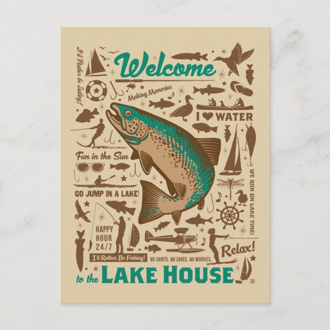 Lake House Pattern Postcard (Front)