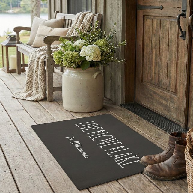 Lake House Quote Pine Tree Personalized Dark Brown Doormat (Creator Uploaded)