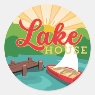 Lake House Round Stickers