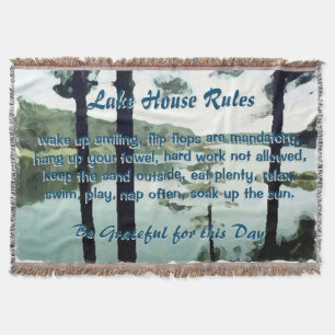 Lake House Rules Throw Blanket