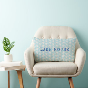 Lake House Simple Starfish Pattern Coastal Design Lumbar Cushion