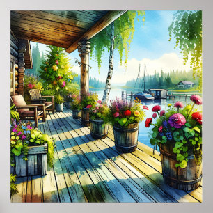 Lake House View   Deck over looking the Bay Poster