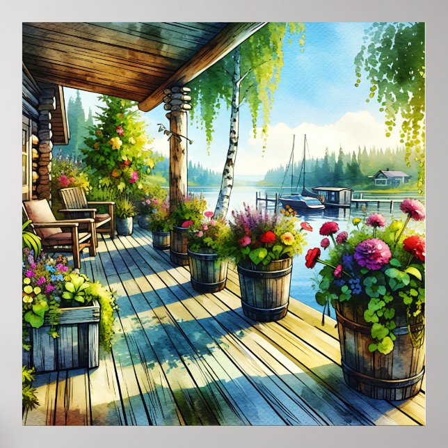 Lake House View | Deck over looking the Bay Poster (Front)