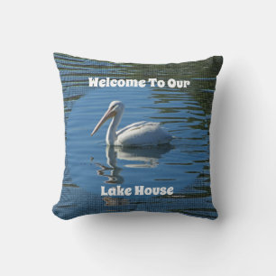 Lake House Welcome Pelican Wild Bird Home Guest Cushion