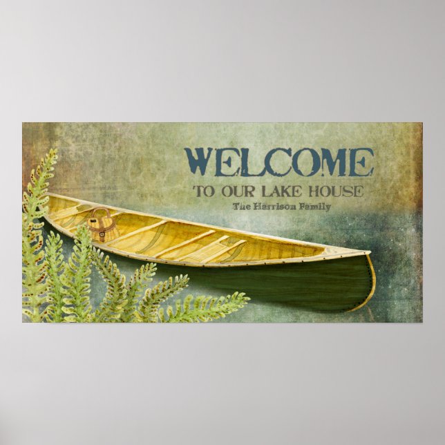 Lake House Welcome Personalised Family Name Poster (Front)