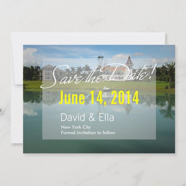 Lake House with Dock Save the Date Announcement (Front)
