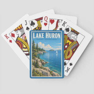 Lake Huron Illustration Travel Art Vintage Playing Cards