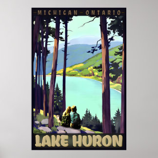 LAKE Huron Retro Roger Broders Travel Poster