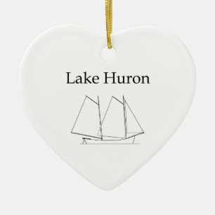 Lake Huron Sailboat Ceramic Tree Decoration
