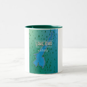 Lake Idro Italy travel poster Two-Tone Coffee Mug