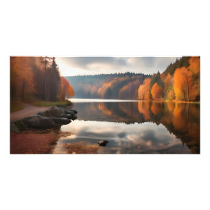 Lake in autumn time photo print