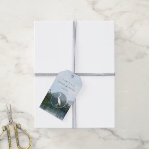 Lake in the mountains rustic nature lovers heron gift tags