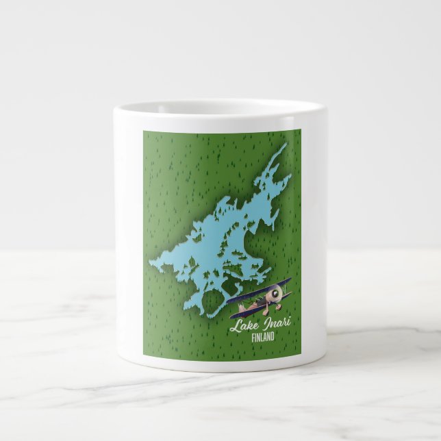 Lake Inari Finland map Large Coffee Mug (Front)