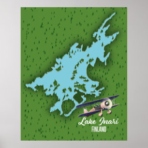Lake Inari Finland map Poster