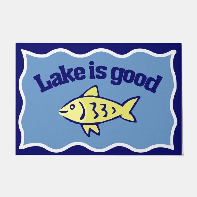  Lake Is Good Funny Fish Saying Mat (Front)