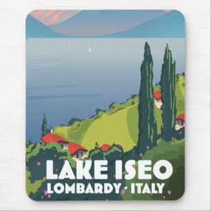 Lake Iseo, Lombardy Italy travel poster Mouse Pad
