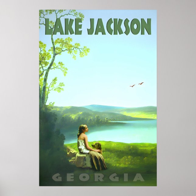 Lake Jackson Georgia Customisable Retro Travel Poster (Front)