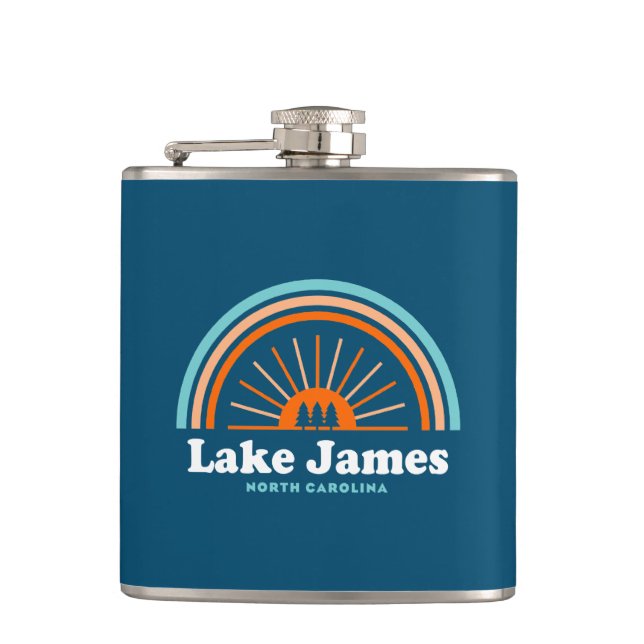 Lake James North Carolina Rainbow Hip Flask (Front)
