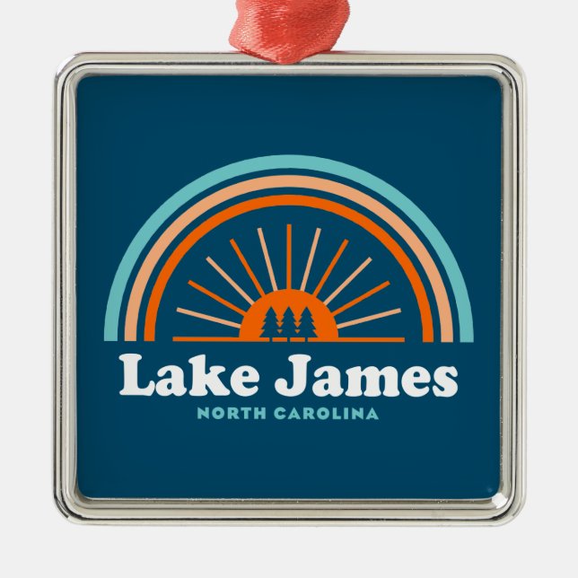 Lake James North Carolina Rainbow Metal Ornament (Front)