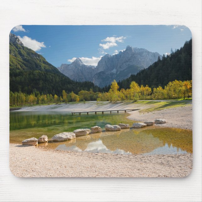 Lake Jasna in the Slovenian Alps in fall Mouse Pad (Front)