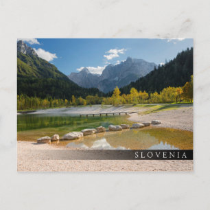 Lake Jasna in the Slovenian Alps in fall Postcard