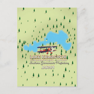 Lake Kawaguchi Fujikawaguchiko & Minobu Japan map Postcard