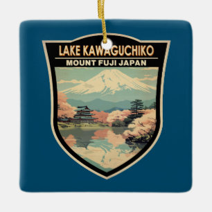 Lake Kawaguchiko Japan Travel Art Vintage Ceramic Ornament