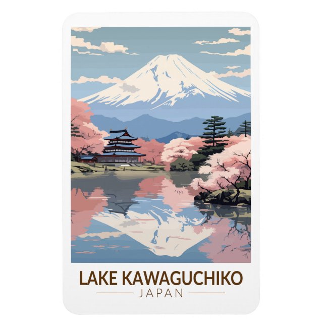 Lake Kawaguchiko Japan Travel Art Vintage Magnet (Vertical)