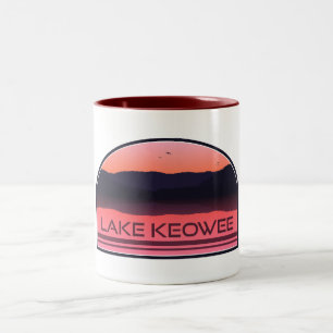 Lake Keowee South Carolina Red Sunrise Two-Tone Coffee Mug