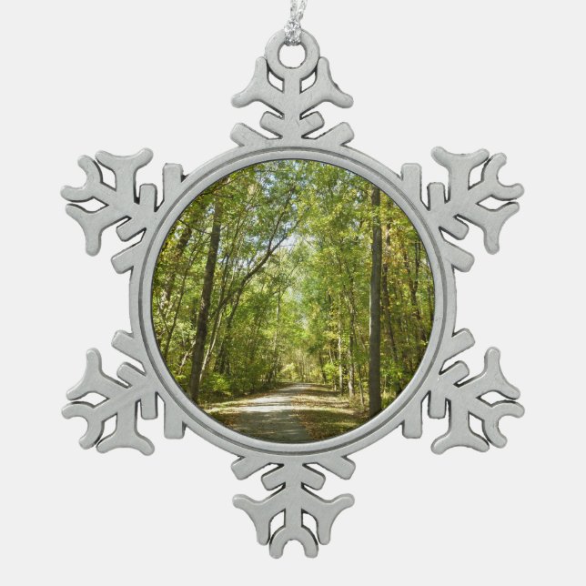 Lake Kittamaquandi Trail in Columbia Maryland Snowflake Pewter Christmas Ornament (Front)