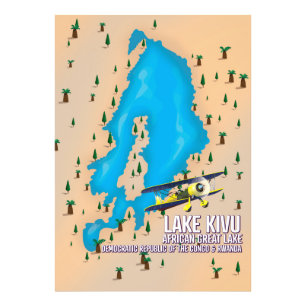 Lake Kivu Great African lake travel map. Photo Print