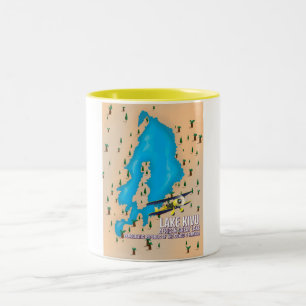 Lake Kivu Great African lake travel map. Two-Tone Coffee Mug