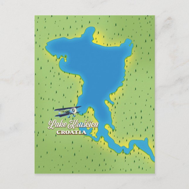 Lake Krušćica Croatia map Postcard (Front)