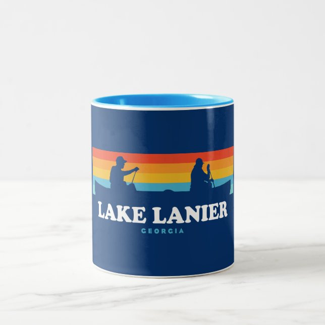 Lake Lanier Georgia Canoe Two-Tone Coffee Mug (Center)