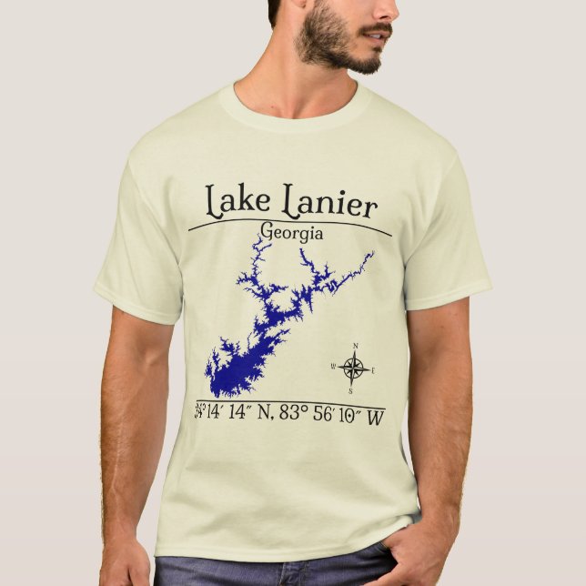 Lake Lanier Georgia Coordinates Compass T-Shirt (Front)
