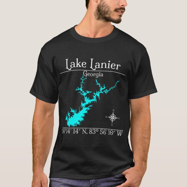 Lake Lanier Georgia Coordinates Compass T-Shirt (Front)