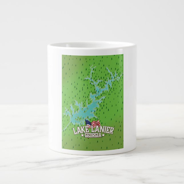 Lake Lanier Georgia Map Large Coffee Mug (Front)