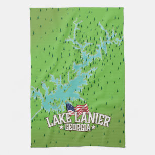 Lake Lanier Georgia Map Tea Towel