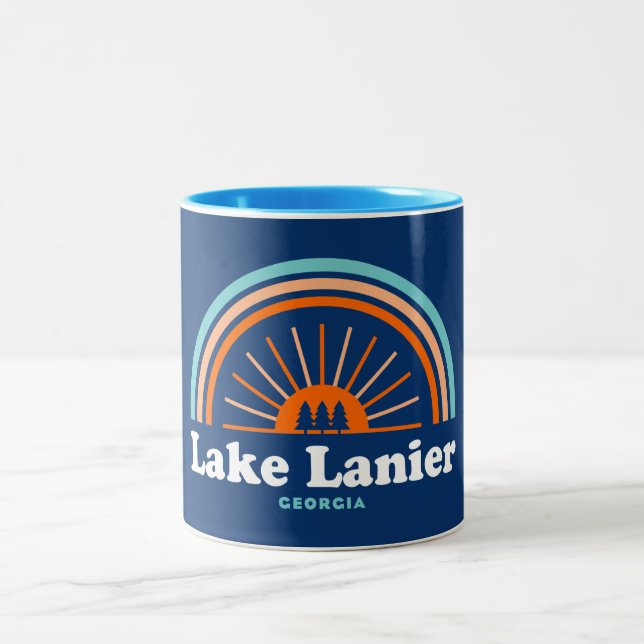 Lake Lanier Georgia Rainbow Two-Tone Coffee Mug (Center)