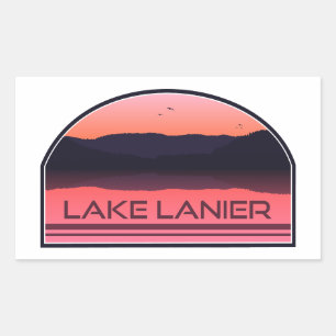 Lake Lanier Georgia Red Sunrise Rectangular Sticker