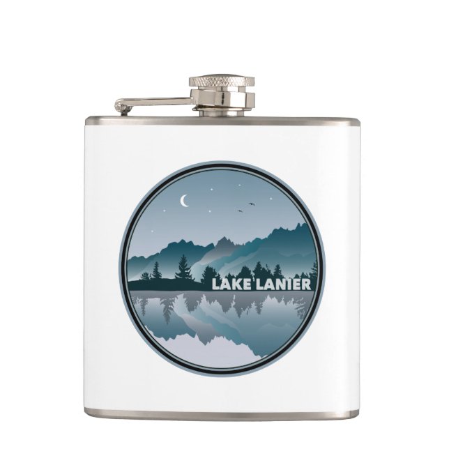 Lake Lanier Georgia Reflection Hip Flask (Front)