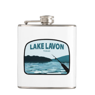Lake Lavon Texas Fishing Rod Hip Flask