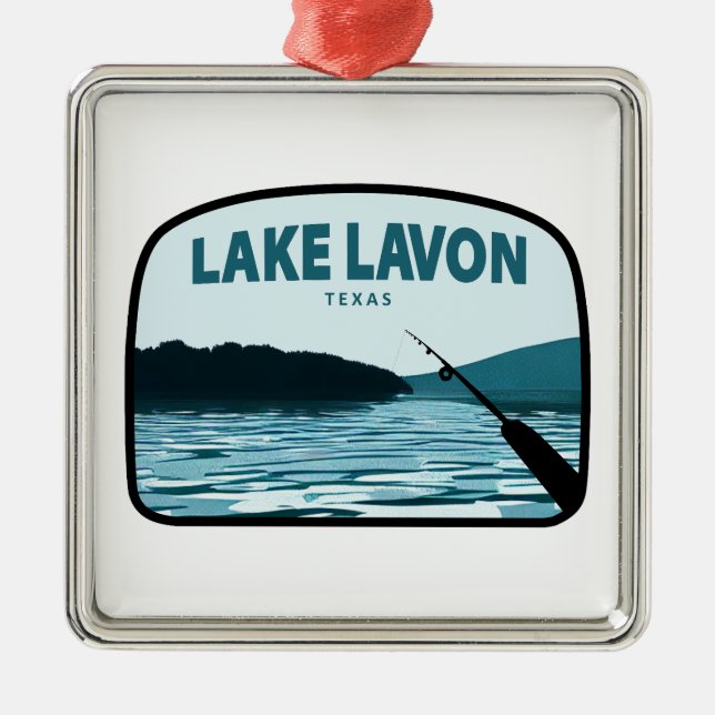 Lake Lavon Texas Fishing Rod Metal Ornament (Front)
